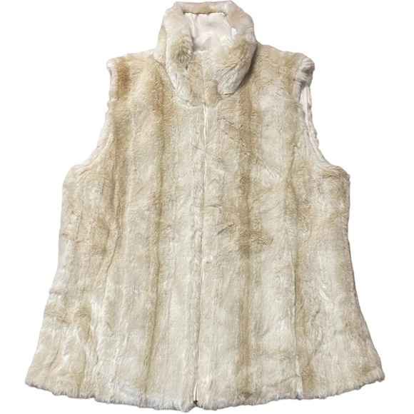 Kristen Blake faux fur vest, reversible, tan, size Small - Picture 1 of 5